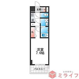 パークナードフィット美章園 2階1Kの間取り