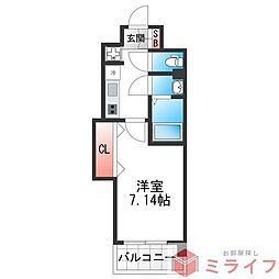Luxe布施駅前 1Kの間取図画像