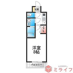 アドバンス大阪シック 1Kの間取図画像