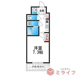 スプランディッド天王寺3 1Kの間取図画像