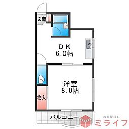 スマイルハイツ巽東 1DKの間取図画像