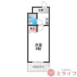 ロイヤル巽 1Kの間取図画像