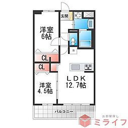 アトリエール堺寺地町 2LDKの間取図画像