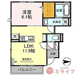ダンデライオン巽中 1LDKの間取図画像
