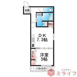 フジパレス西脇1番館 1DKの間取図画像