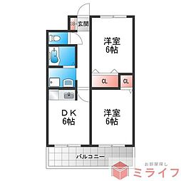 アークハイツ出戸 2DKの間取図画像