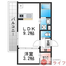 グランパセオノース 1LDKの間取図画像