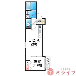 D porta bijou 1LDKの間取図画像