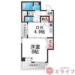 ブランミュール文の里 1DKの間取図画像