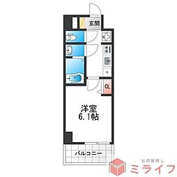 アドバンス大阪ベクエム 1Kの間取図画像