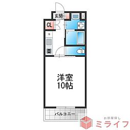 アリビオ北巽 ワンルームの間取図画像