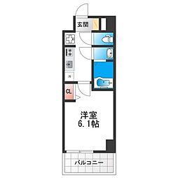 アドバンス大阪リーヴァ 1Kの間取図画像