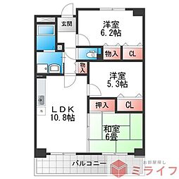 エレガンス巽 3LDKの間取図画像