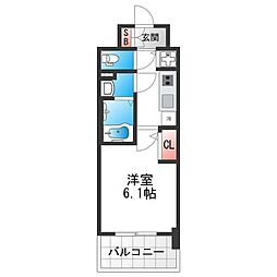 エスリード大阪平野プライム 5階1Kの間取り