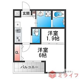 堺市堺区大浜北町2丁マンション 2Kの間取図画像