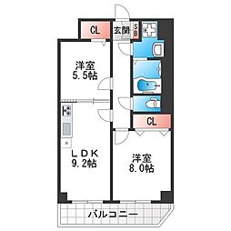 リアライズ今里南 2LDKの間取図画像