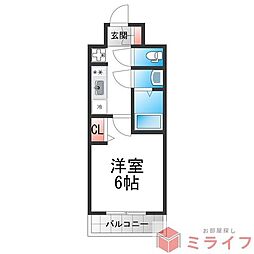 プレリス大阪今里サヴィア 1Kの間取図画像