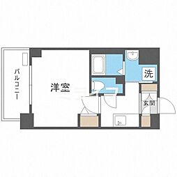 プレデコート北田辺 1Kの間取図画像