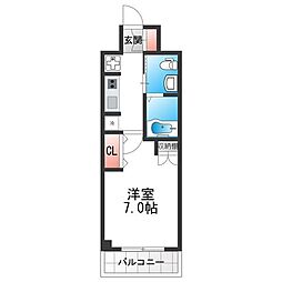 セレニテオズ北巽 1Kの間取図画像