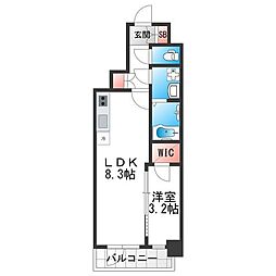 Alivis緑橋 1LDKの間取図画像