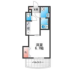 Luxe田辺 1Kの間取図画像