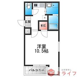 フジパレス今川East 1Kの間取図画像