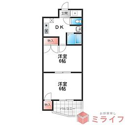 ラベンダーステージ30 2DKの間取図画像