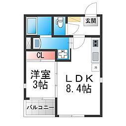 ハーモニーテラス加美東 1LDKの間取図画像