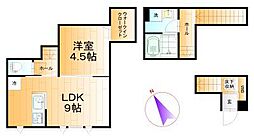 黒壁クレスタ 1LDKの間取図画像