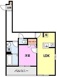 EAST BLUE1 1LDKの間取図画像