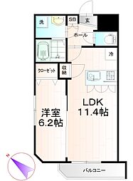 ボルドール 1LDKの間取図画像