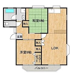 トマトハイツ 2LDKの間取図画像