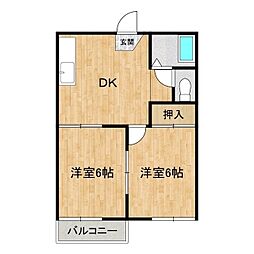 コーポイイダA 2DKの間取図画像