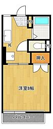プレミール新原 1Kの間取図画像