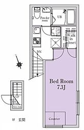 都営新宿線 曙橋駅 徒歩6分の賃貸アパート 2階1Kの間取り