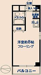 都営新宿線 曙橋駅 徒歩4分の賃貸マンション 3階ワンルームの間取り