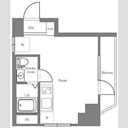 東京メトロ有楽町線 市ケ谷駅 徒歩7分の賃貸マンション 6階ワンルームの間取り