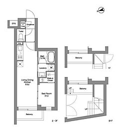ORMECOURTYOTSUYA 1LDKの間取図画像