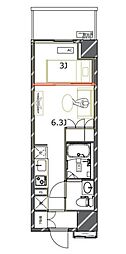 ジェノヴィア四谷三丁目グリーンヴェール 1DKの間取図画像