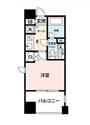 レジディアイチガヤ 1Kの間取図画像