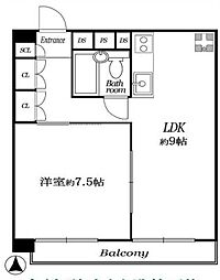 市ヶ谷春日マンション 1LDKの間取図画像