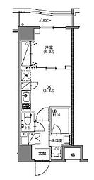 東京メトロ丸ノ内線 新宿御苑前駅 徒歩5分の賃貸マンション 14階1DKの間取り