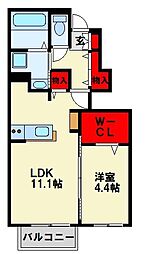 ドゥ・マリアージュIII 1階1LDKの間取り