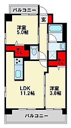 コンダクトレジデンスSANGAMORI 5階2LDKの間取り