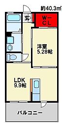 チェリーブロッサム 1LDKの間取図画像
