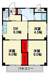 エスポワール萩原 3DKの間取図画像