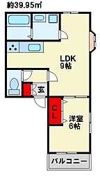 ウィンズヒル明里2 1LDKの間取図画像