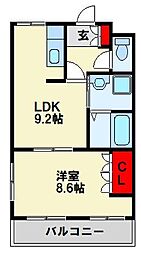 リバーグレイス2 1LDKの間取図画像
