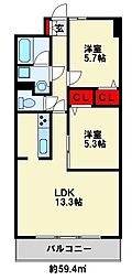ルネックス2 2LDKの間取図画像