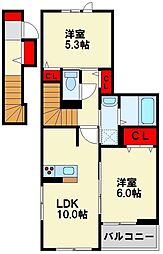 ドルチェ八幡西 2LDKの間取図画像